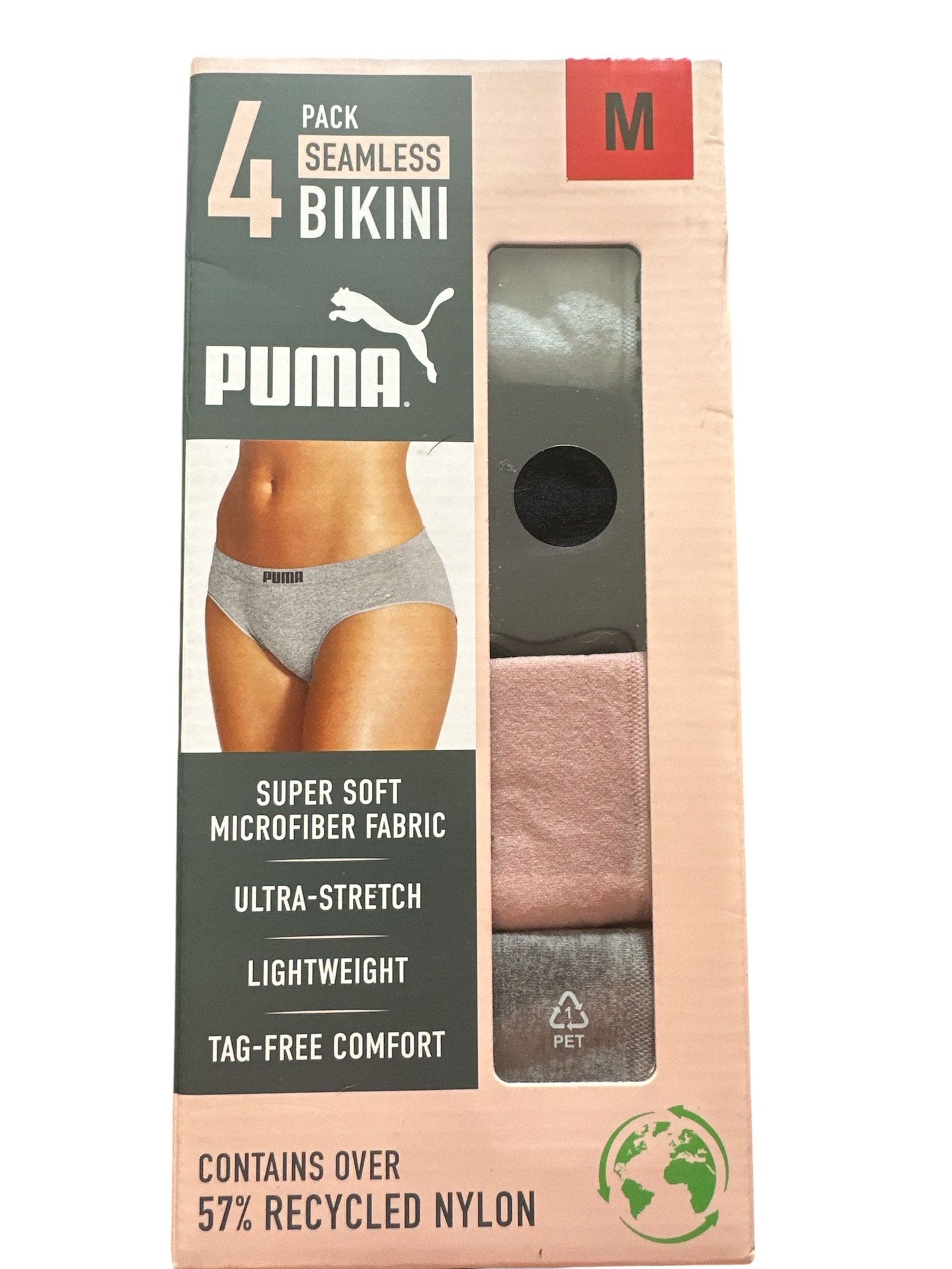 NIB PUMA Women's Seamless Bikini Underwear, Microfiber, Tag-Free, 4-Pack