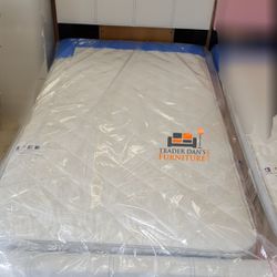 Brand New Twin Size White Leather Platform Bed Frame +Mattress 