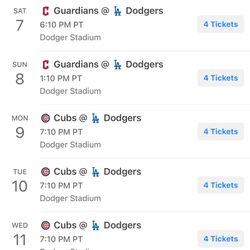 LA Dodgers Tickets! Remaining Home Games