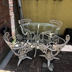 Outdoor Table And 4 Chairs Iron 