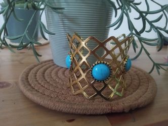 Gold & Turquoise Cuff Bracelet- Brand New