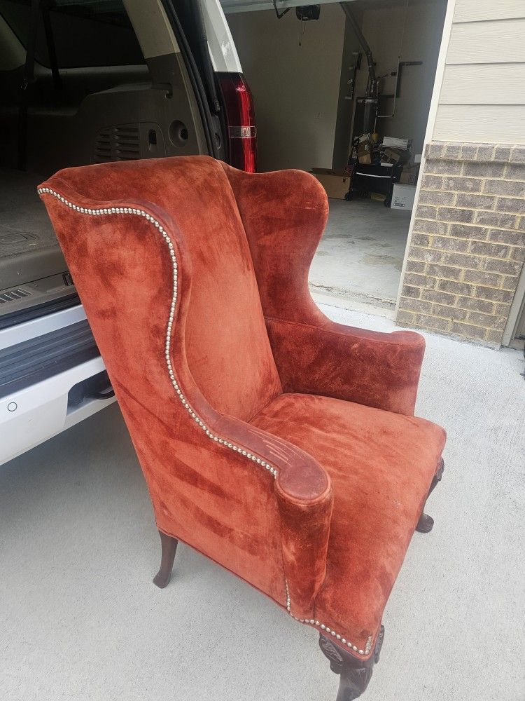 Vintage Hickory Orange Studded Antique Chair