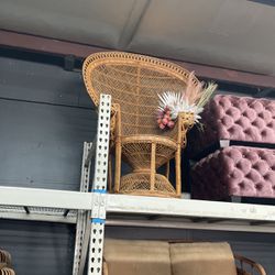 Vintage Wicker Wood Rattan Peacock Butterfly Chair