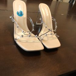 Clear heels with spikes