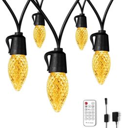 Outdoor String Lights LED Outdoor Light 50FT with 20 Dimmable Plastic C35 Bulbs