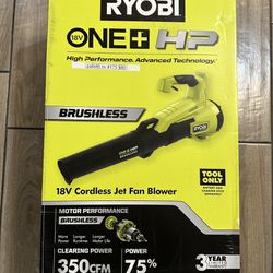 ryobi ONE+ HP 18V Brushless 110 MPH 350 CFM Cordless Variable-Speed Jet Fan Leaf Blower (Tool Only) (new) 
