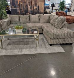 (NEW IN BOX)- Fluffy Mocha Sectional With Pillows Finance Available $54 down pmt only!!