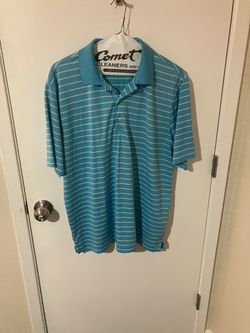 Shark Teal Striped Short Sleeve Polo Shirt