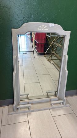 Gray Painted Wood Framed Wall Mirror