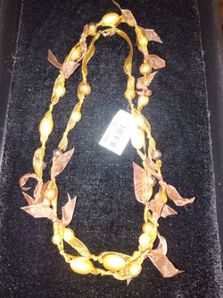 Ribbon & beads, strand, necklace