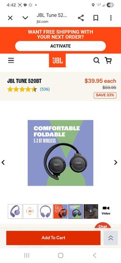 JBL TUNE 520BT headphones.