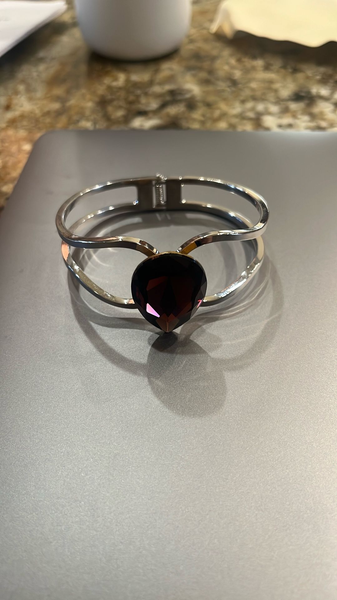 Bracelet - Silver With Purple Gemstone