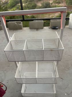 White Metal Mesh 3-Tier Storage Organizer