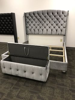 Beautiful king size custom made bed with ottoman