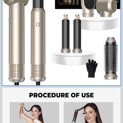 5 in 1 Hair Dryer Brush Set,Professional Negative Ionic Hot Air Styler, Air Curling Wrap Styler,Detachable Blow Dryer Brush With Auto Wrap Curlers,Hai