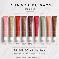 Summer Fridays Lip Butter Balm Bundle – 9 Full Size