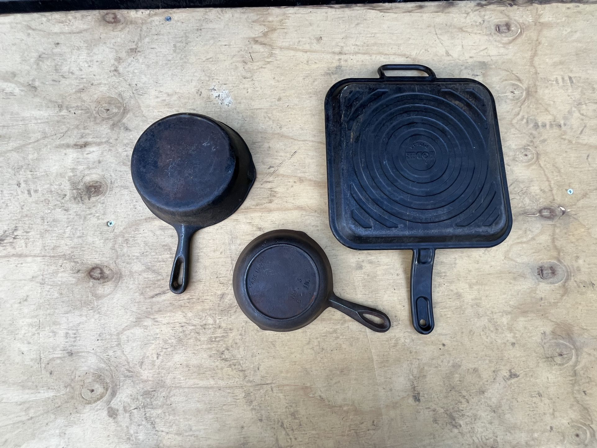 Three cast-iron fry pans vintage $30 for all