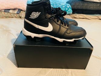 JORDAN 1 MID YOUTH CLEAT BLACK/WHITE-WHITE NOIR/BLANC/BLANC 6-YOUTH