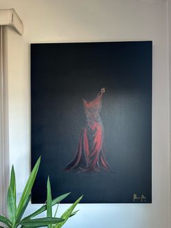 Original Signed Canvas Painting – Red Dress