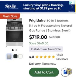 New Frigidaire 30 inch Gas Stove