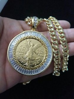 14K Gold filled Cuban link with Medallion