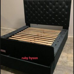 Brand New | Black Bed Frame | Lindenfield Tufted Queen /King Upholstered Bed & Box @ Nextday Delivery 🚚