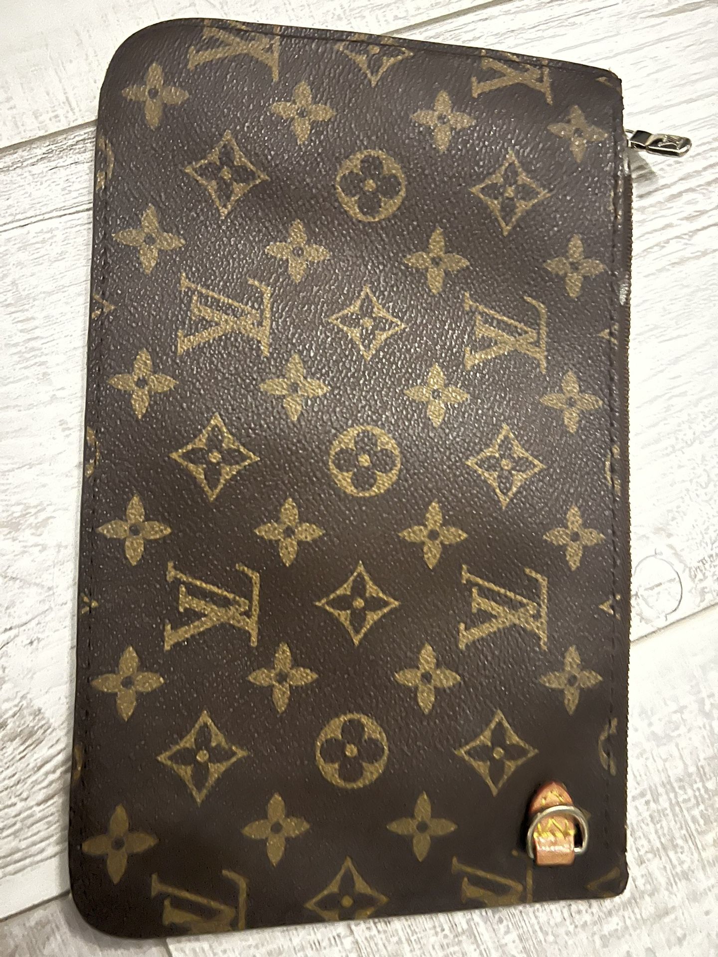 Louis Vuitton Neverfull Pouch Brown W Red Interior for Sale in
