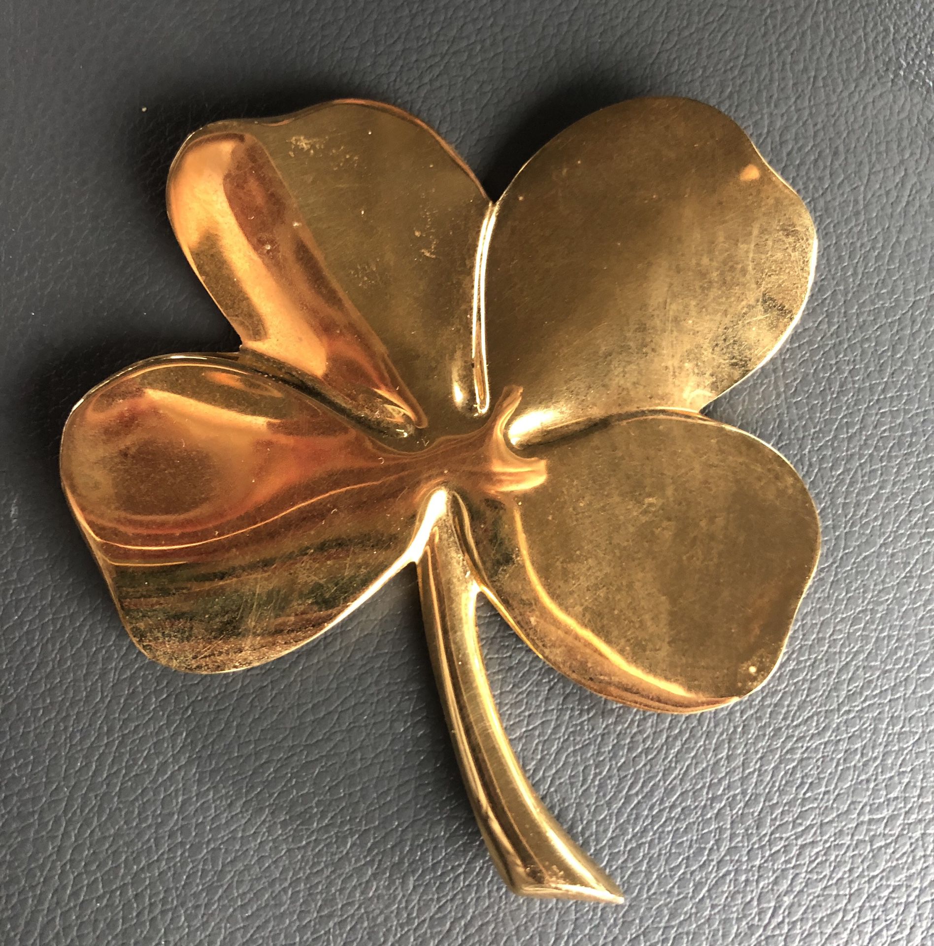 Gerity four leaf clover paperweight 24K electroplate