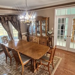 Solid Wood Dining Room Set – Table, Chairs & Hutch