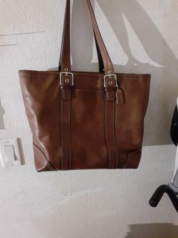 COACH BRIWN LEATHER TOTE BAG