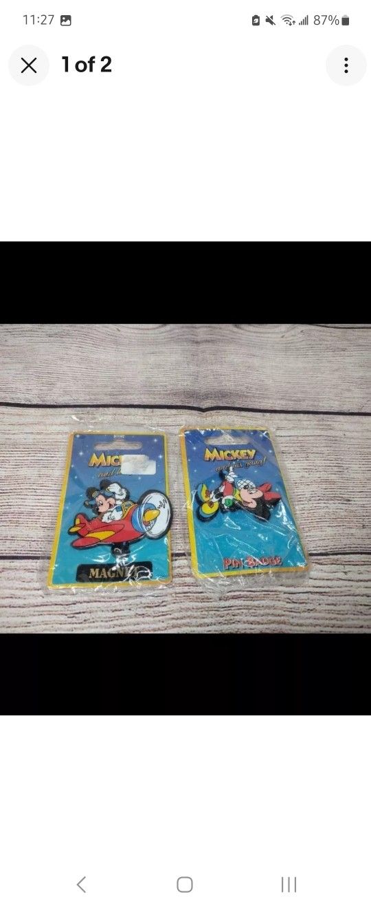Vintage Disney Mickey And Minnie Magnet And Pin Collection