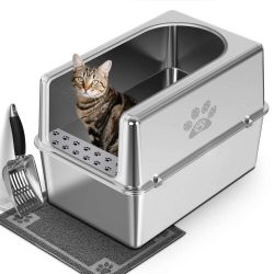 21*13.1*11.8inch Cat Litter Box - Metal half enclosure
