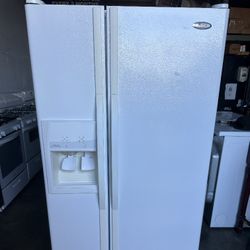 Fully Functional Whirlpool White Side By Side Refrigerator With Water & Ice Dispenser 33" 