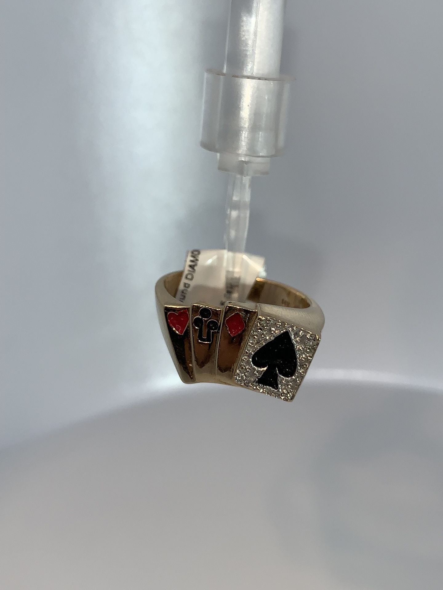 14K yellow gold card game gents fun ring 