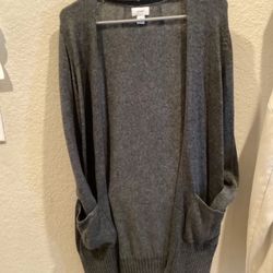 OLD NAVY MEDIUM GREY OPEN FRONT LONGLINE CARDIGAN
