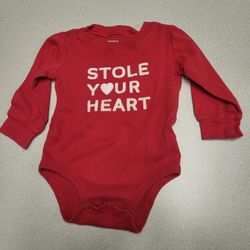 Boys 12 months Carters STOLE YOUR HEART long sleeve red onesie. Lot 28