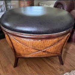 Dark Round Ottoman With Storage