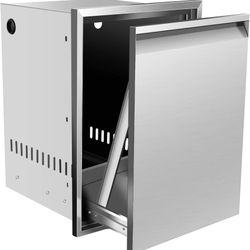 New in box Pull Out Trash Drawer 17" W x 23" H x 16" D Stainless Steel Sliding Rails Pull-Out Trash Drawer Storage with Handle for Trash Bin Adds Conv