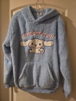 Sanrio Cinnamoroll Blue Sherpa Hoodie Size Large Soft Cozy Fluffy