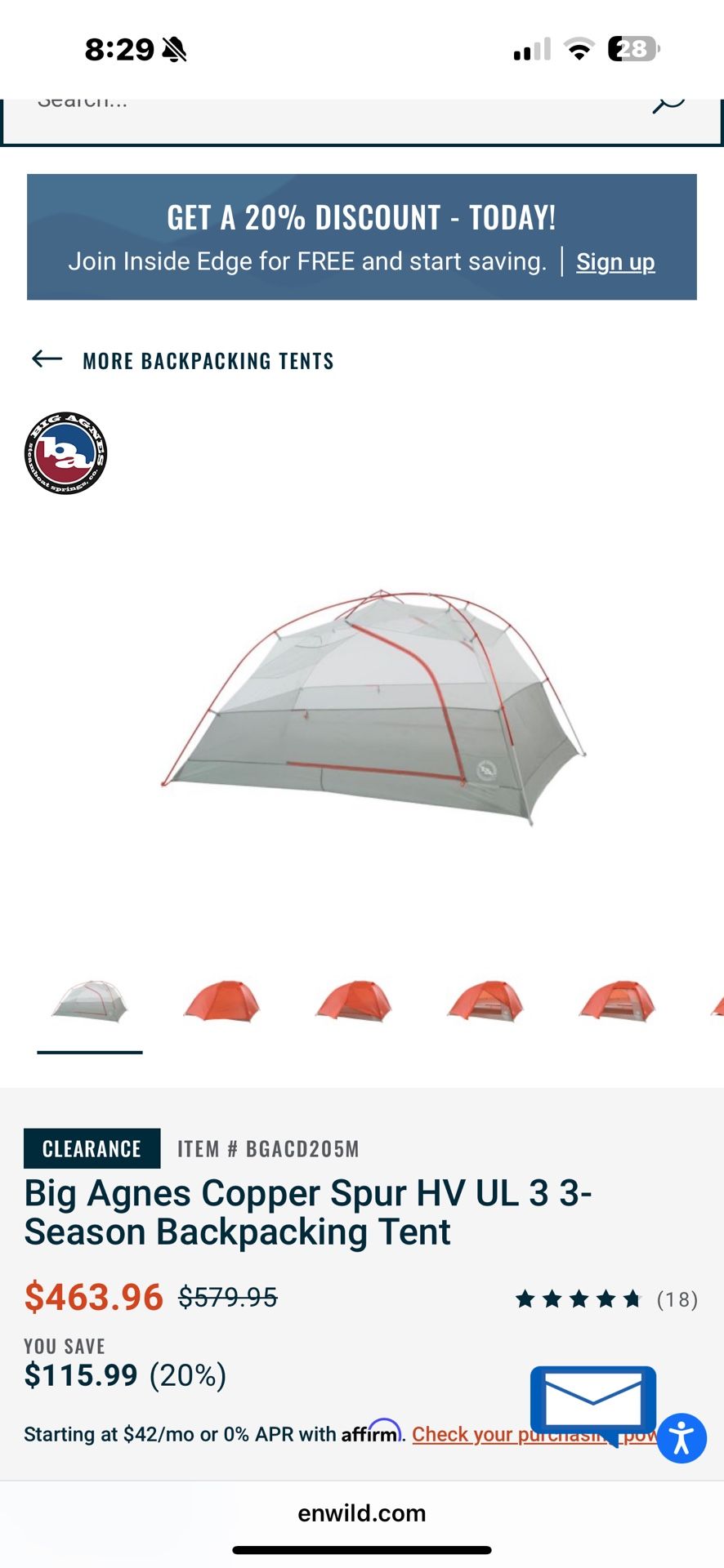 Big Agnes Copper Spur HV UL3 Tent