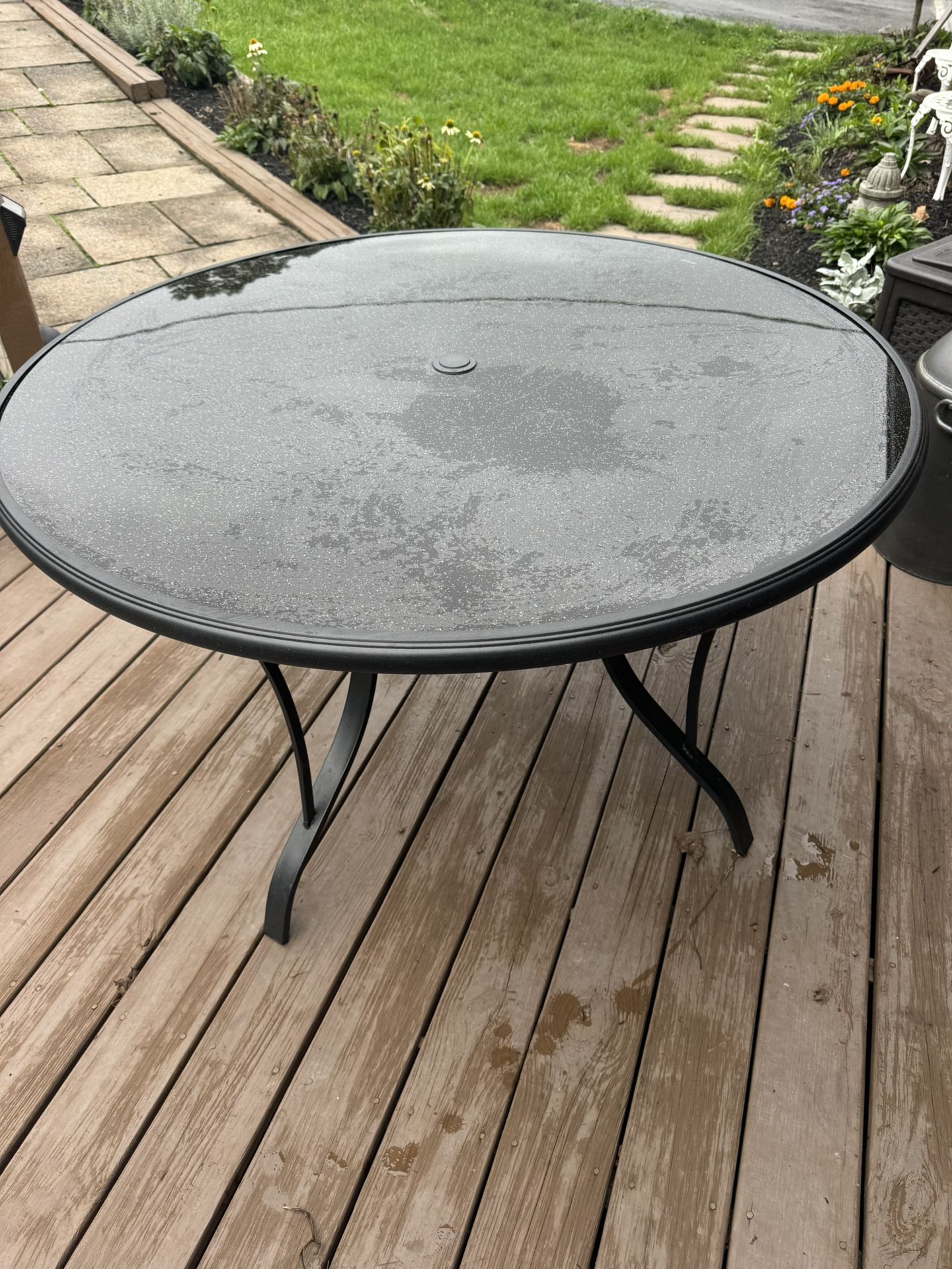 Brand New Living Accents Patio Table 48” Round. Details Below