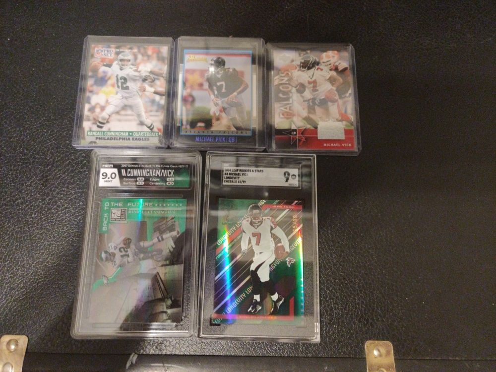 Randall Cunningham And Michael Vick Numbered /665/800 Graded HGA 9