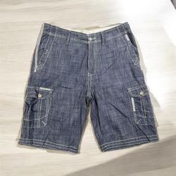 Buckle Black Athletic Fit Cargo Shorts Mens 38 Navy Blue Chambray Magic