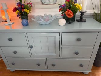 Painted Wood Dresser with Cabinet and Drawers