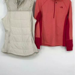 The North Face Womens off White Red Two-Piece Hooded Pullover Vest Size M/S