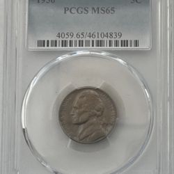 MS65 1956 5C Jefferson Nickel Coin PCGS Blue Label