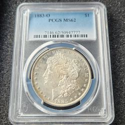 1883 O MORGAN SILVER DOLLAR PCGS MS62