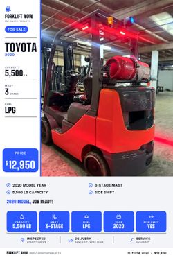 TOYOTA 2020 forklift 5500 lb,3 stage, side shift for sale
