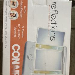 Conair Reflections Home Vanity Collection 3 Panel Mirror 4 Light Settings