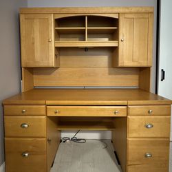 Wooden Desk with Hutch
